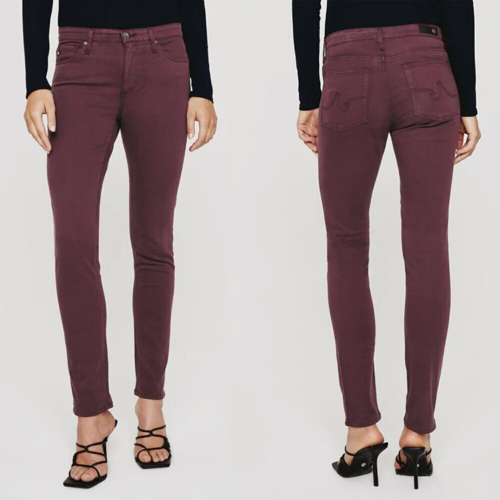 AG Jeans The Prima Cigarette Leg Pants in Rich Crimson Dark Red, 27R